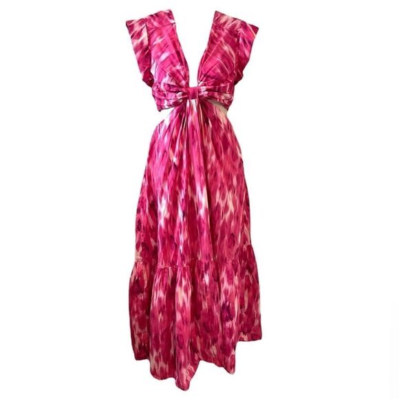 NEW Jason Wu Poplin Water Color Cut Out Maxi Dress - Picture 1 of 9
